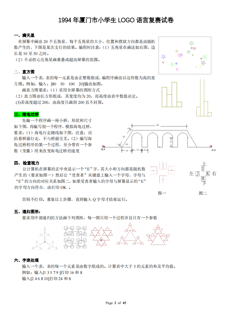 1994年-2018年厦门市小学生LOGO语言复赛真题试卷 第2页