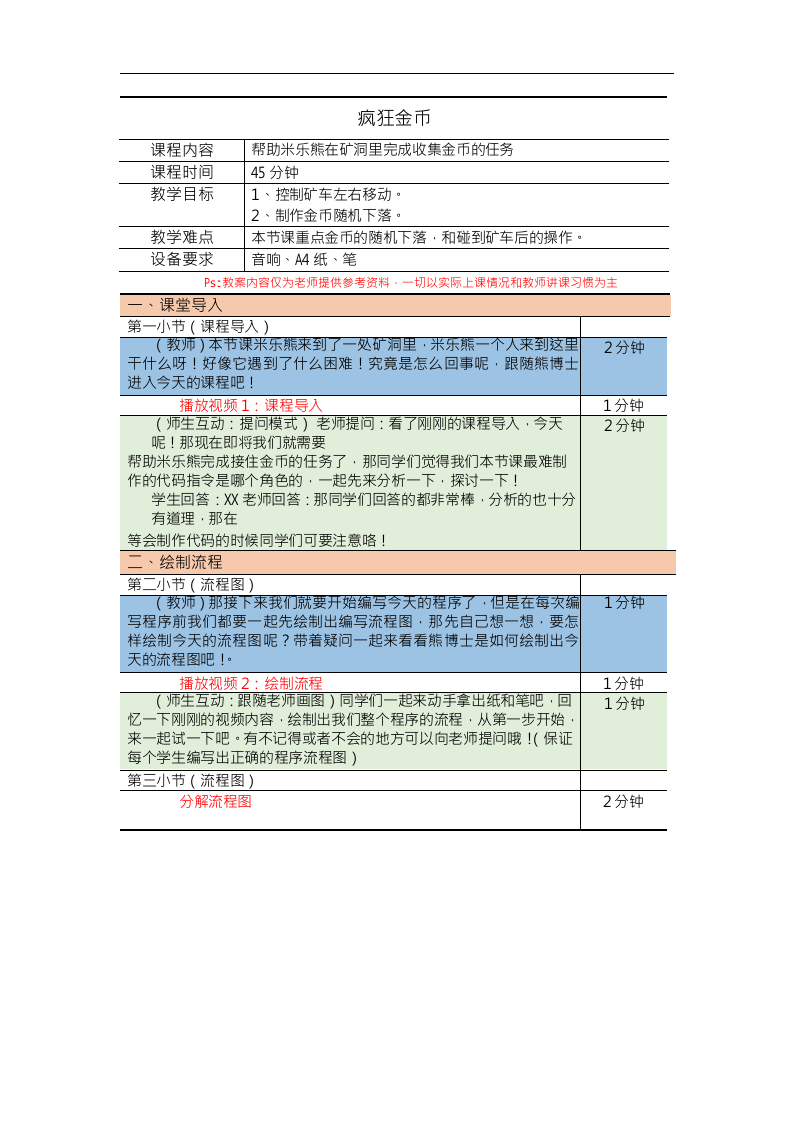 Scratch图形化编程教案入门篇 第23课：疯狂金币 第1页