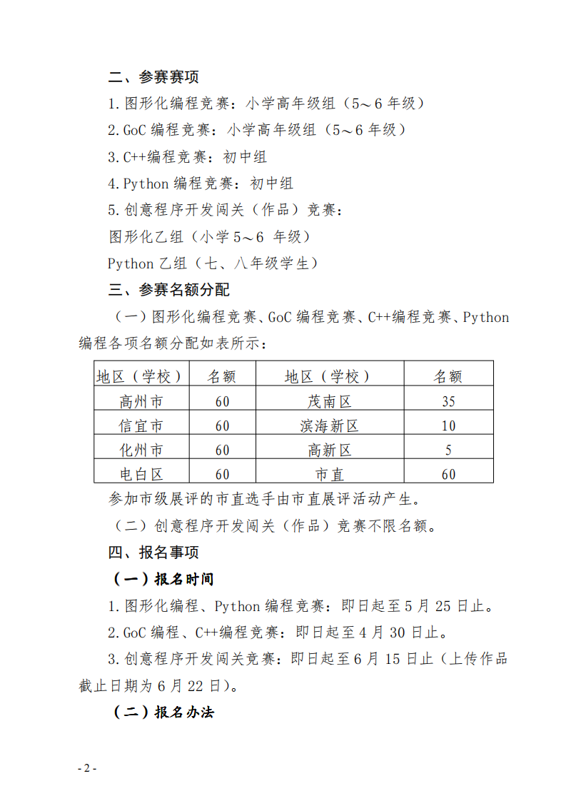 2024年粤港澳青少年信息学创新大赛暨茂名市小学、初中信息科技学科素养展评活动的通知 第2页
