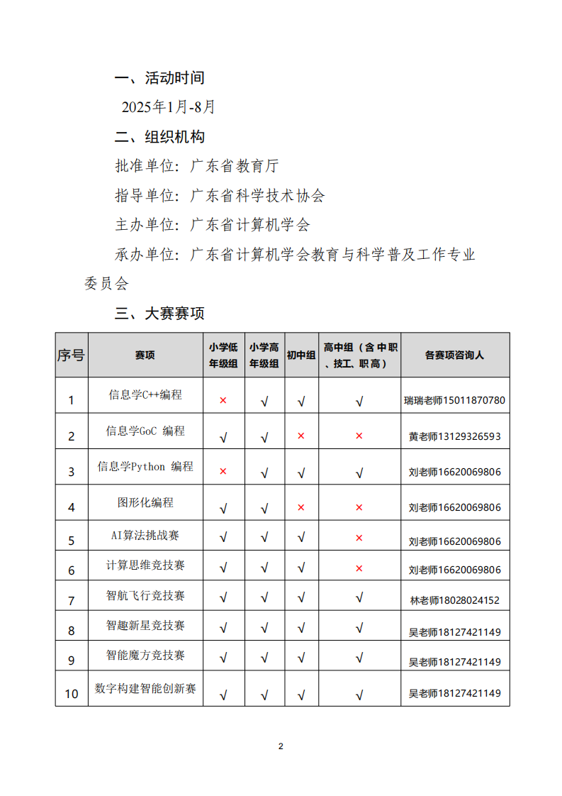 关于举办2025年粤港澳青少年信息学创新大赛的公告 第2页