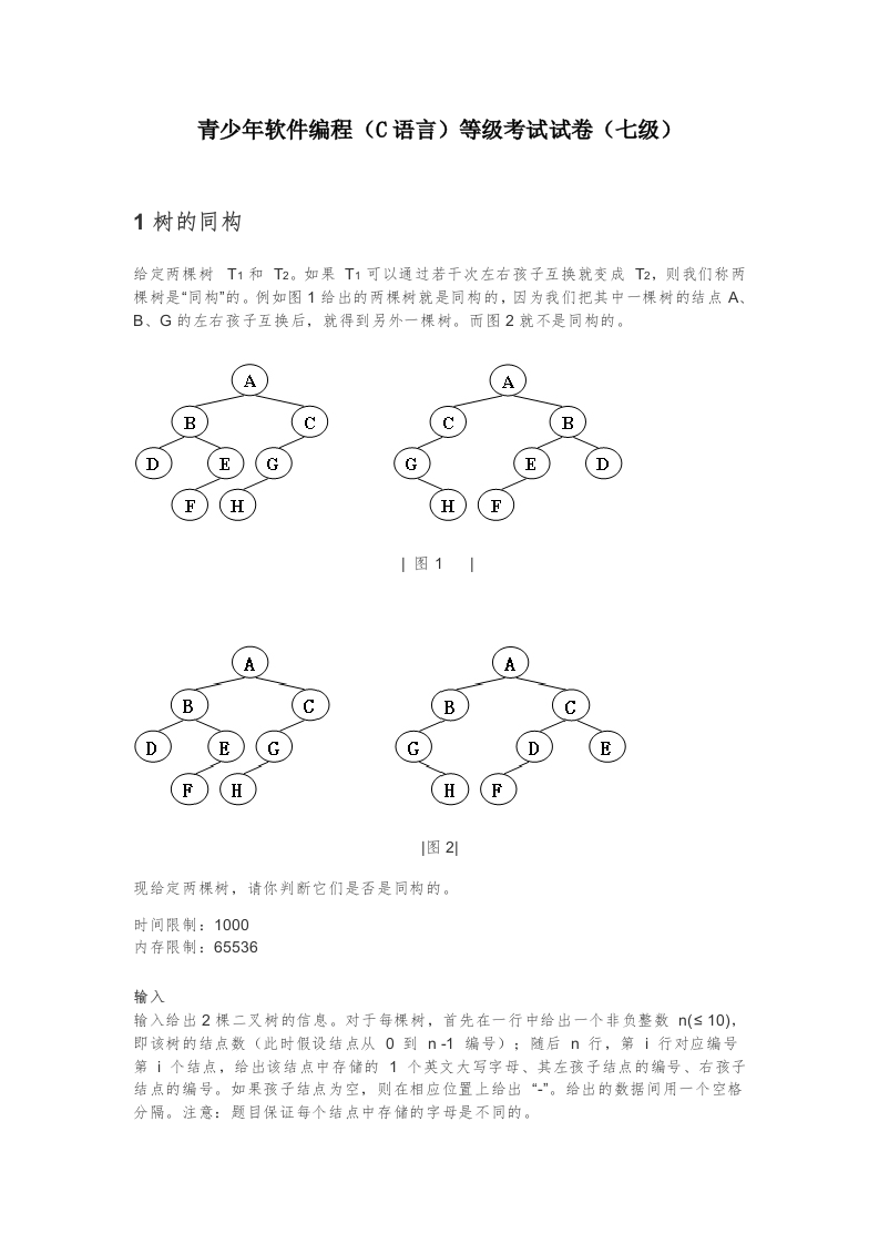 202503 C/C++语言编程等级考试 7级真题 第1页