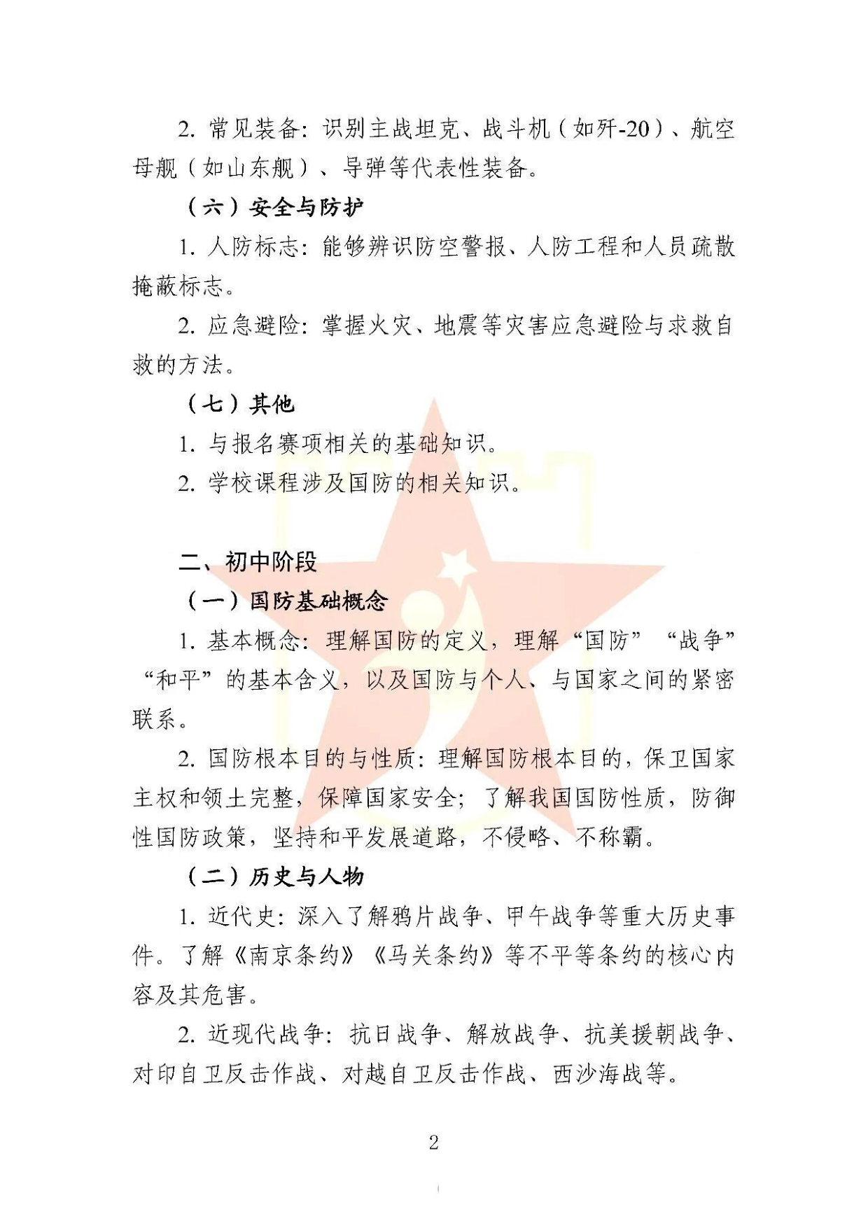 2026年全国青少年国防素养大赛大纲知识要点 第2页